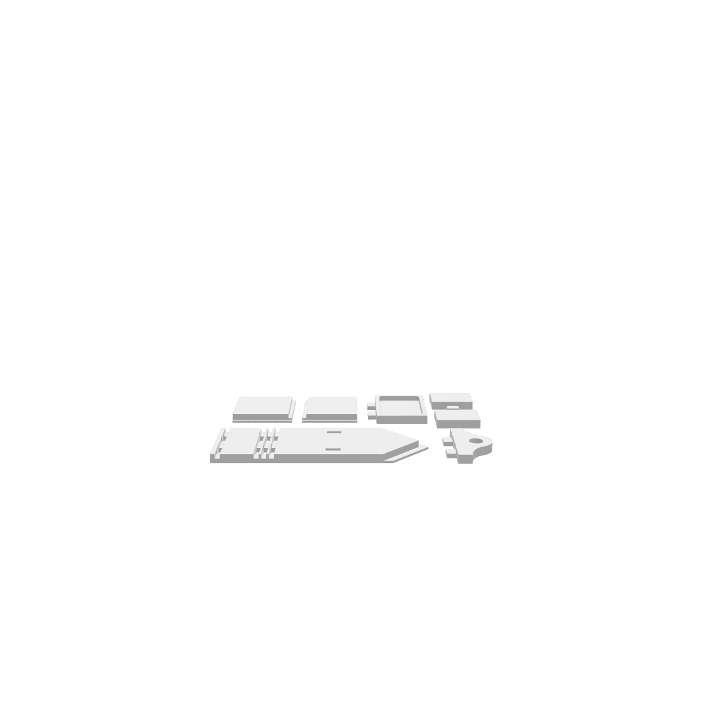 A 3D render of CNC file showing a exploded view of the wooden parts to a bottle feeder