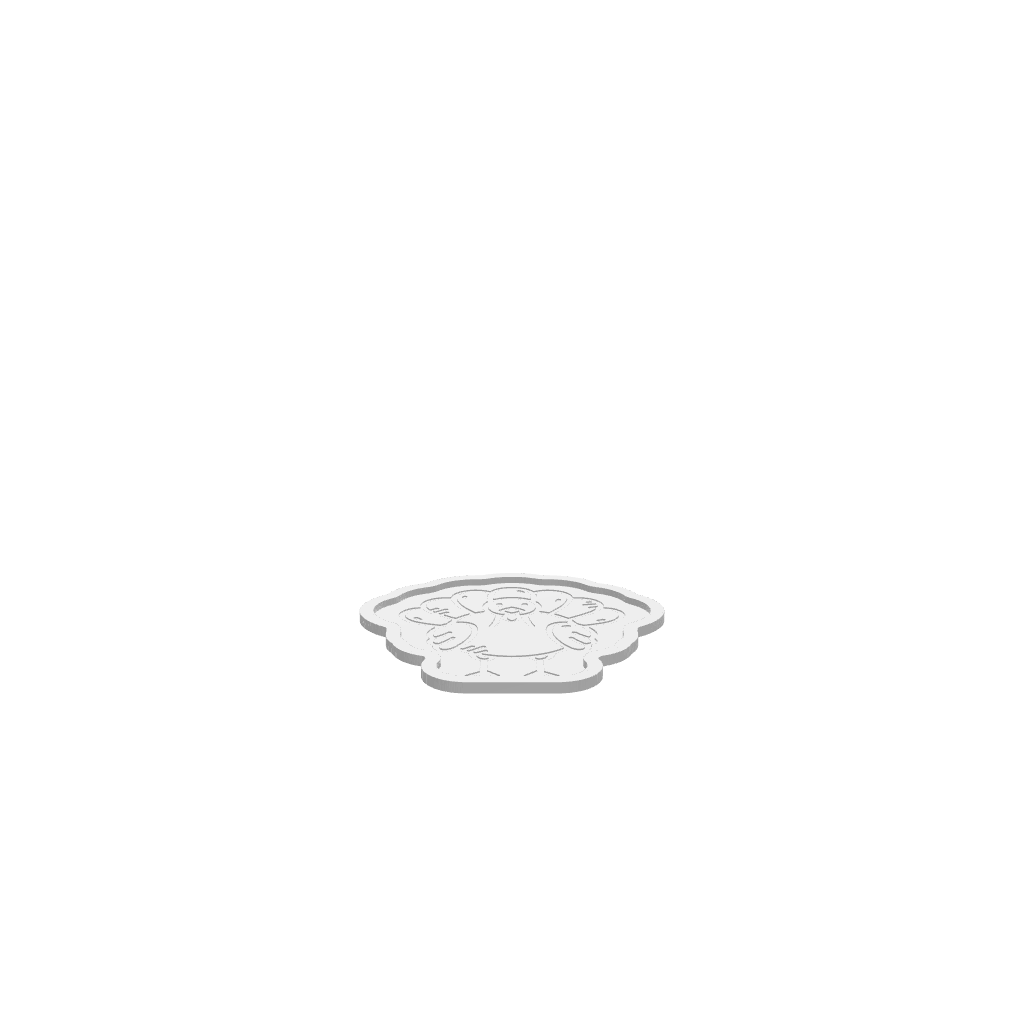 A 3D render of CNC file showing a Turkey Thanksgiving Tray design with festive patterns for seasonal use.