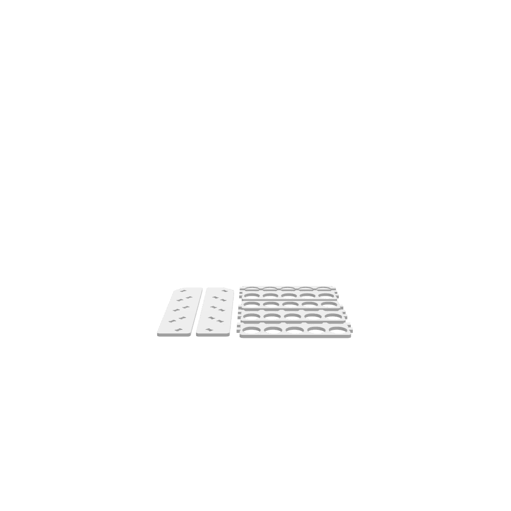 A 3D render of CNC file showing a spray can storage rack with slots for organizing 20 cans.